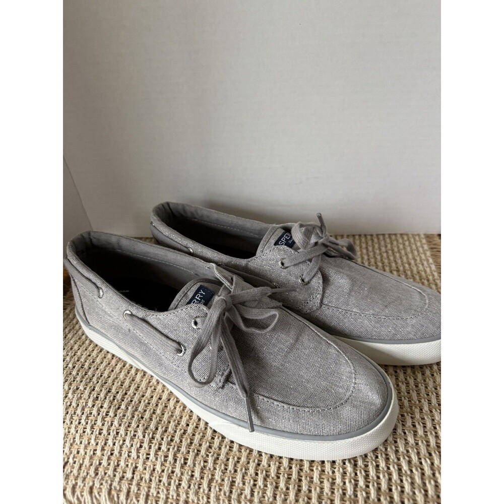 Sperry Pier Boat Sparkle Canvas Slip-On STS84007 Women’s Shoes Grey Sz 10 READ